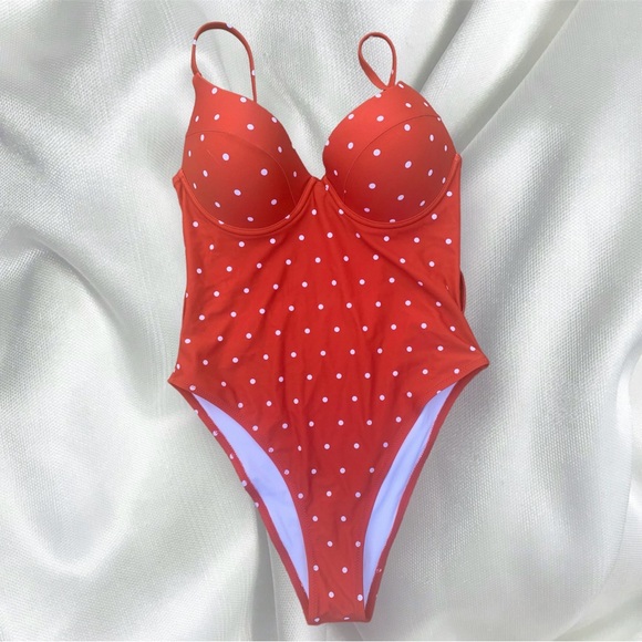 Cupshe burnt orange polka dot one piece swimsuit - Picture 1 of 3